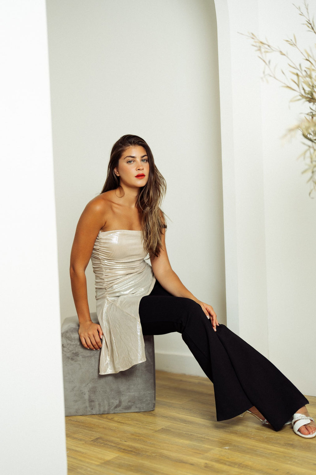Gilded Wrap Top