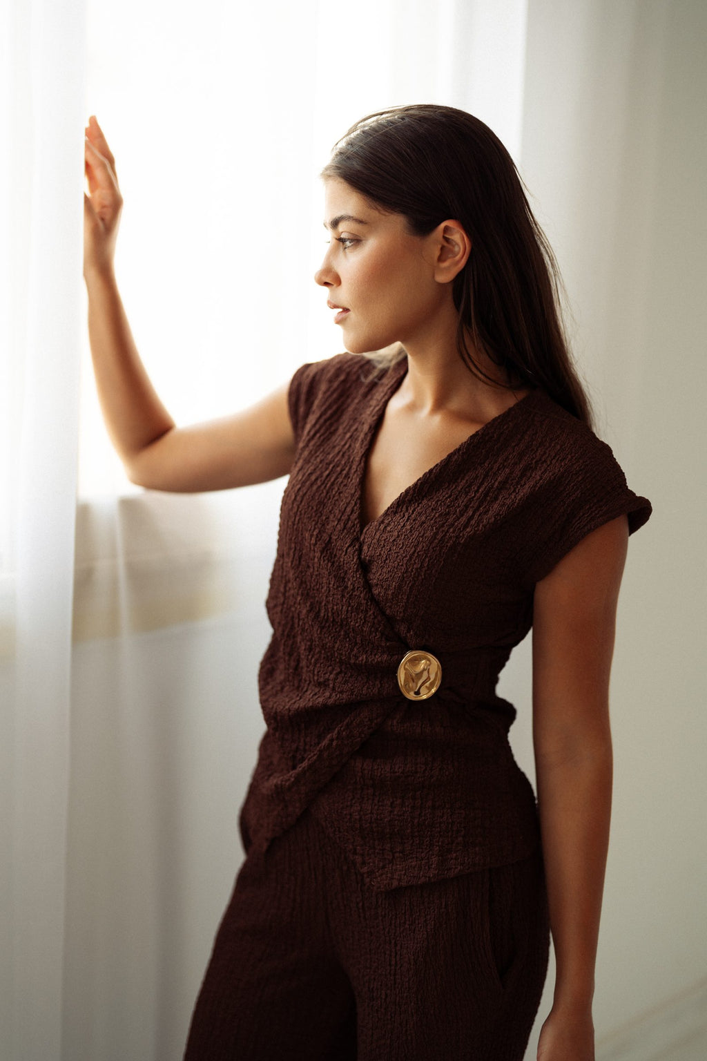 Cocoa Wrap Top